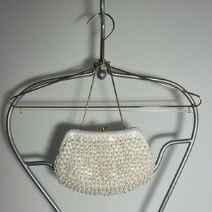 Vintage White Beaded Bag